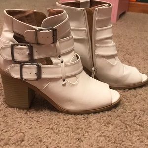 Adorable white leather booties